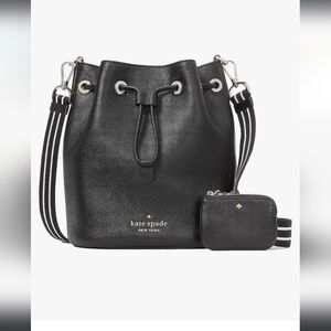 Kate Spade New York Women's Rosie Pebbled Leather Large Bucket Bag, Black BNWT